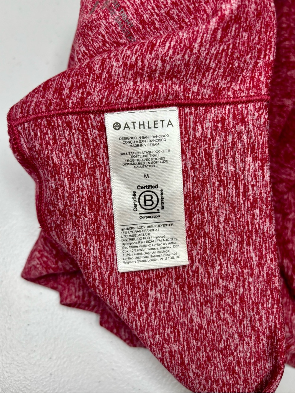 Athleta Salutation Stash Pocket High Rise Leggings Cranberry Red Heather S - Picture 4 of 5